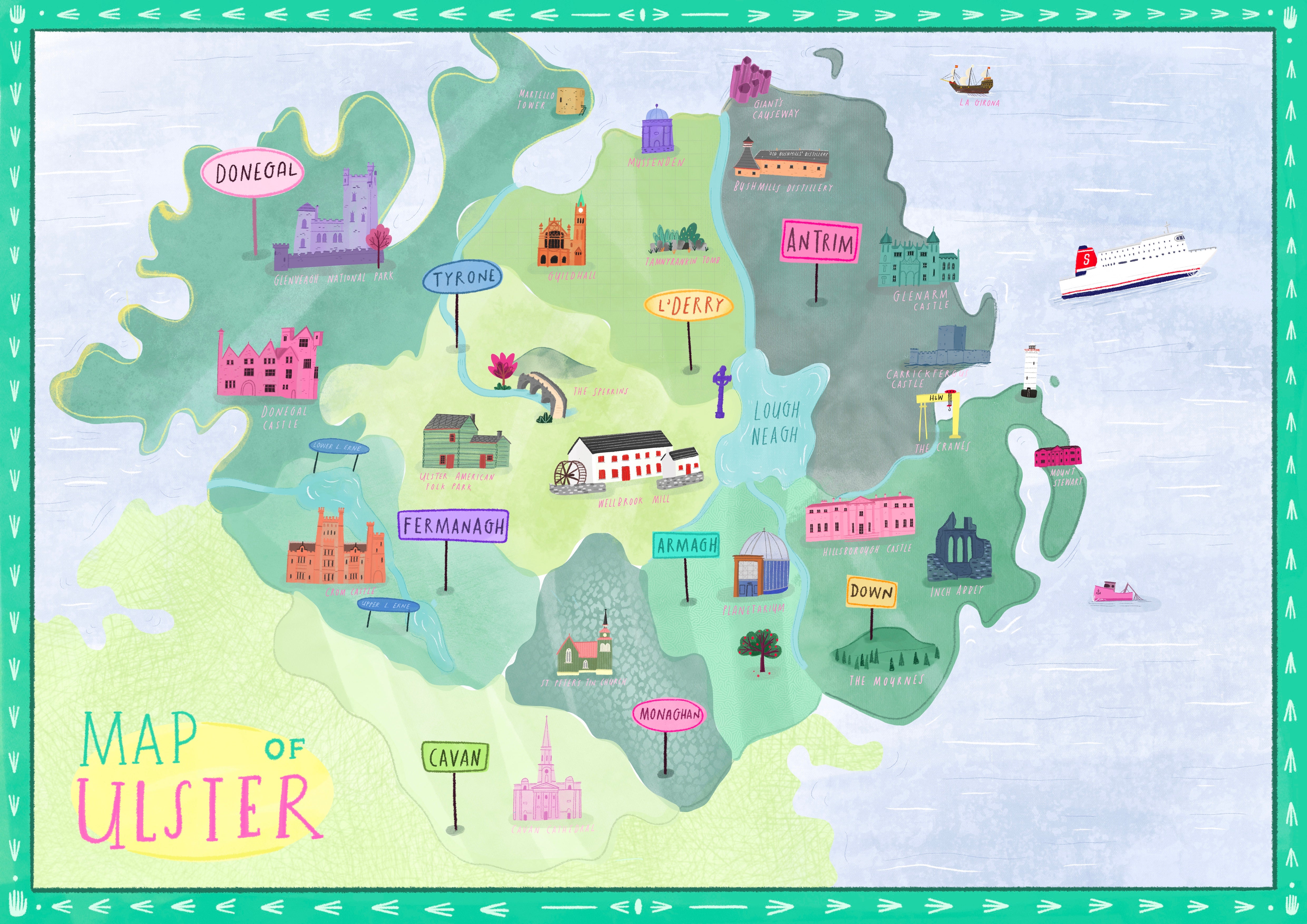 ulster map wall art gift Northern Ireland – PeterPaintsPictures