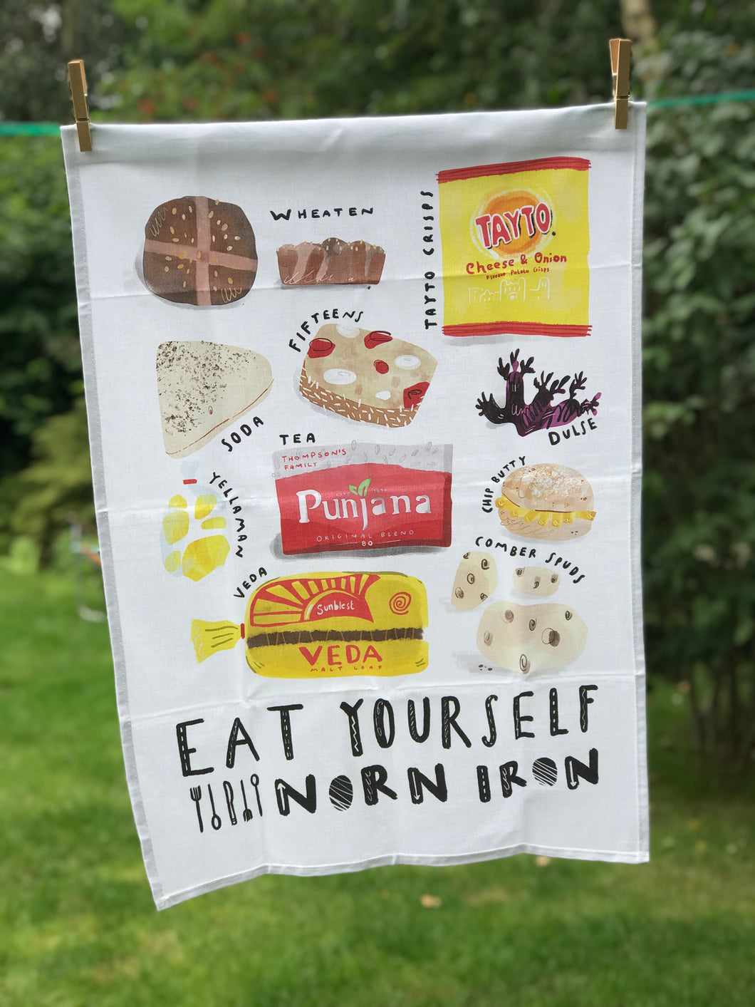 Eat Yourself Norn Iron Tea Towel